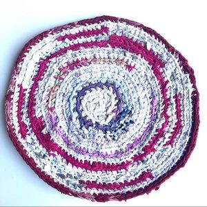 Handmade crocheted rug bathroom kitchen mat round 20”